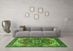 Machine Washable Persian Green Traditional Area Rugs in a Living Room,, wshurb1488grn