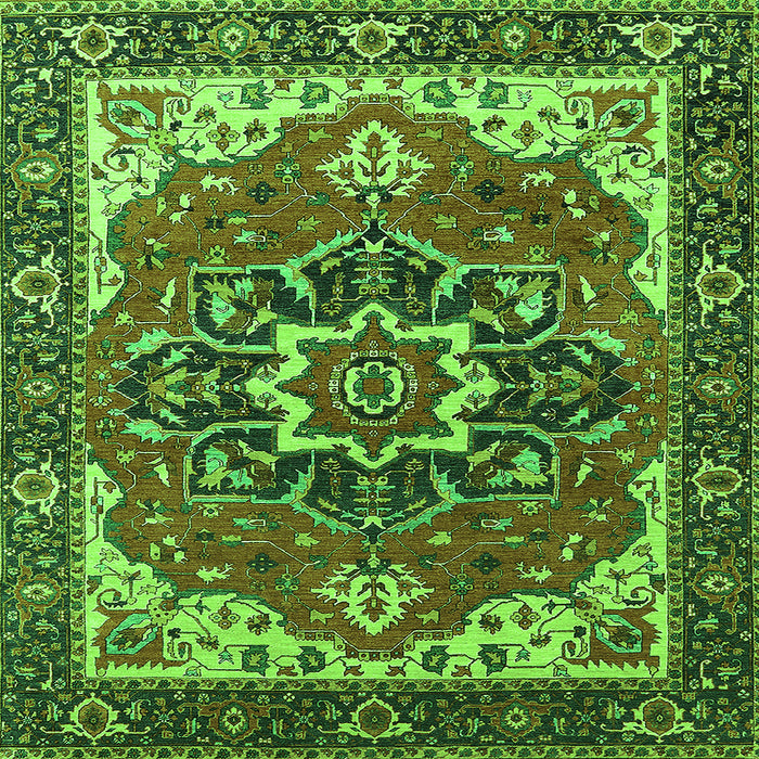 Square Machine Washable Persian Green Traditional Area Rugs, wshurb1488grn