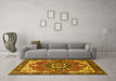 Machine Washable Persian Yellow Traditional Rug in a Living Room, wshurb1488yw