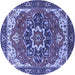 Round Machine Washable Persian Blue Traditional Rug, wshurb1488blu