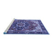 Sideview of Machine Washable Persian Blue Traditional Rug, wshurb1488blu