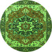 Round Machine Washable Persian Green Traditional Area Rugs, wshurb1488grn