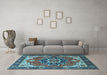 Machine Washable Persian Light Blue Traditional Rug in a Living Room, wshurb1488lblu