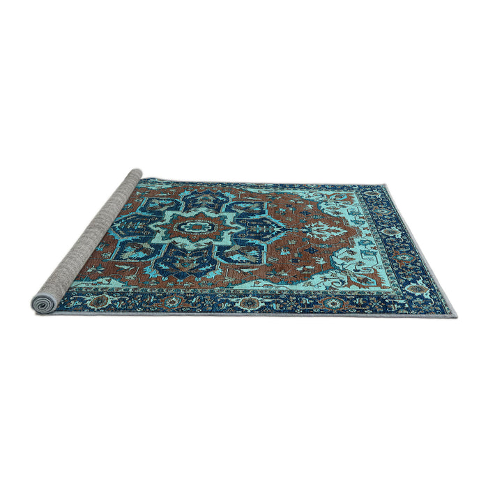 Sideview of Machine Washable Persian Light Blue Traditional Rug, wshurb1488lblu