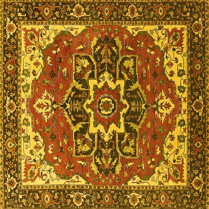 Square Machine Washable Persian Yellow Traditional Rug, wshurb1488yw