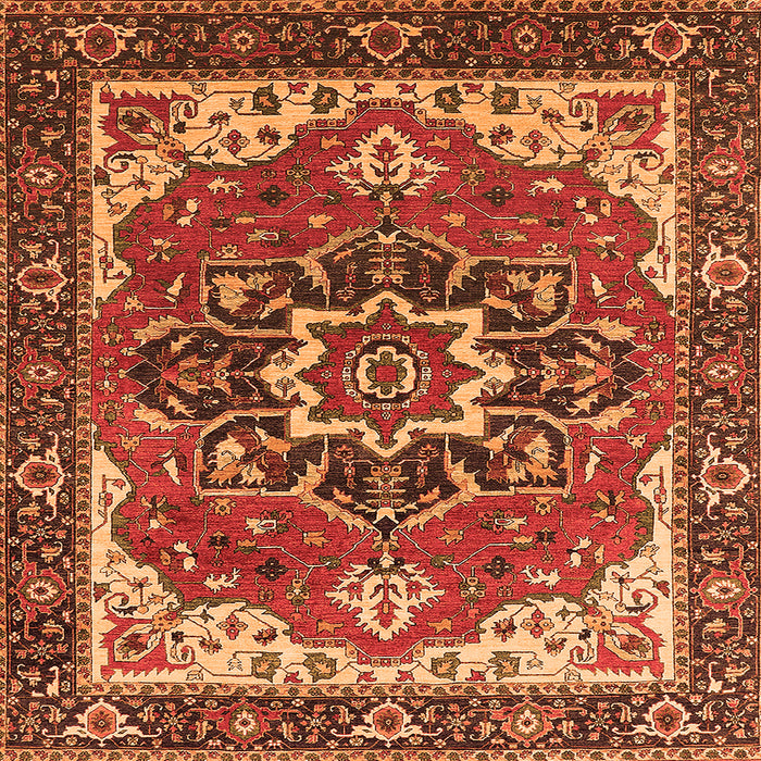 Square Persian Orange Traditional Rug, urb1488org