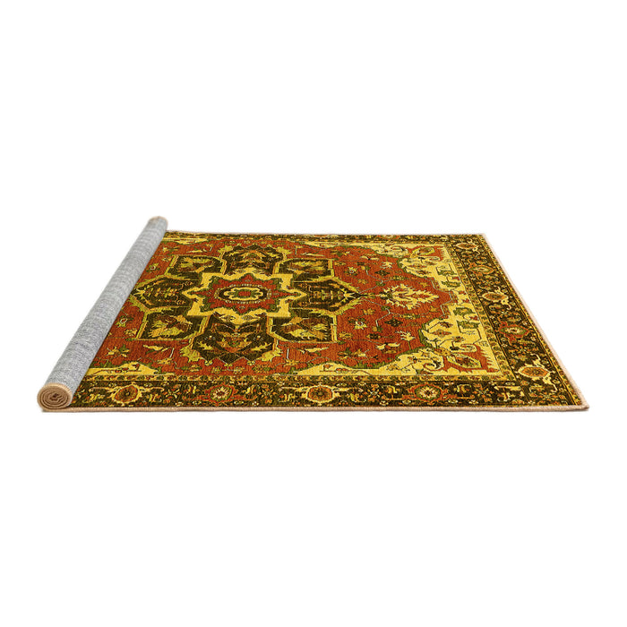 Sideview of Machine Washable Persian Yellow Traditional Rug, wshurb1488yw