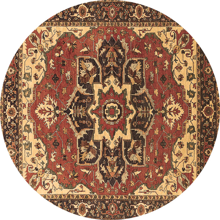 Round Persian Brown Traditional Rug, urb1488brn