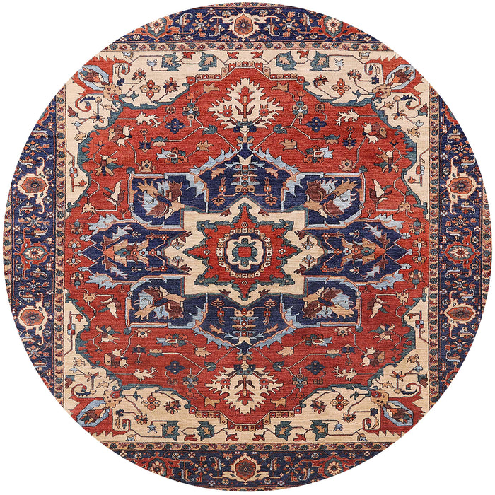 Round Mid-Century Modern Camel Brown Persian Rug, urb1488