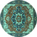 Round Persian Turquoise Traditional Rug, urb1488turq