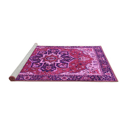 Sideview of Machine Washable Persian Pink Traditional Rug, wshurb1488pnk