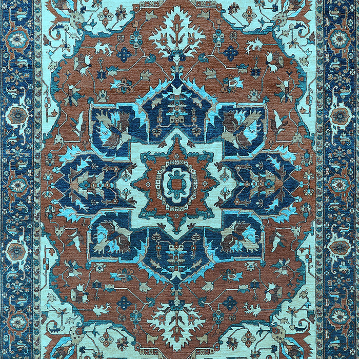 Machine Washable Persian Light Blue Traditional Rug, wshurb1488lblu