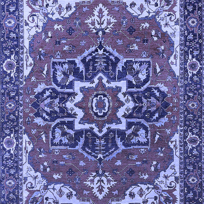 Machine Washable Persian Blue Traditional Rug, wshurb1488blu