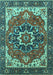 Machine Washable Persian Turquoise Traditional Area Rugs, wshurb1488turq