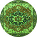 Round Persian Green Traditional Rug, urb1488grn