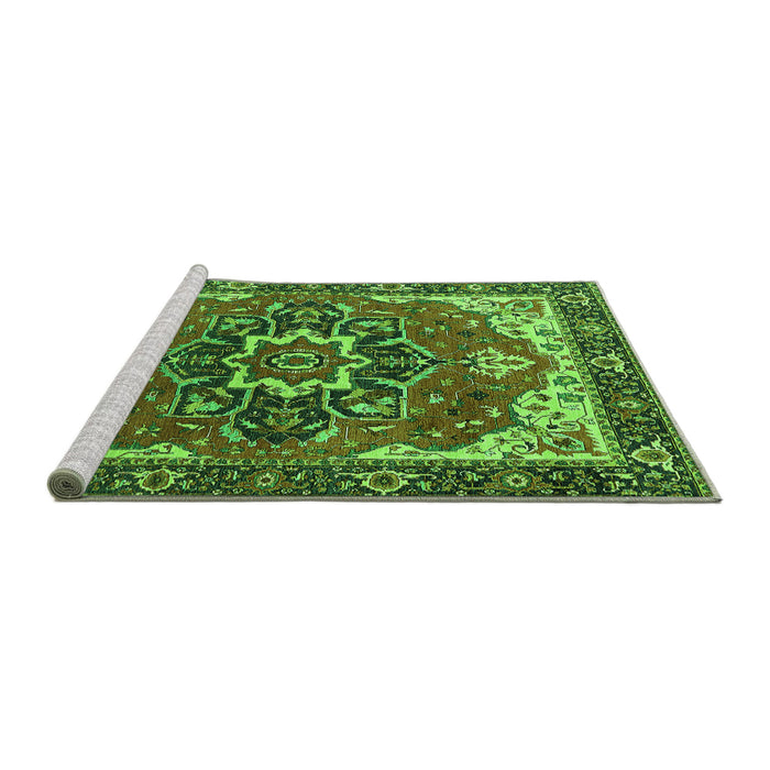 Sideview of Machine Washable Persian Green Traditional Area Rugs, wshurb1488grn