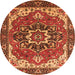 Round Machine Washable Persian Orange Traditional Area Rugs, wshurb1488org