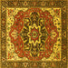 Square Persian Yellow Traditional Rug, urb1488yw