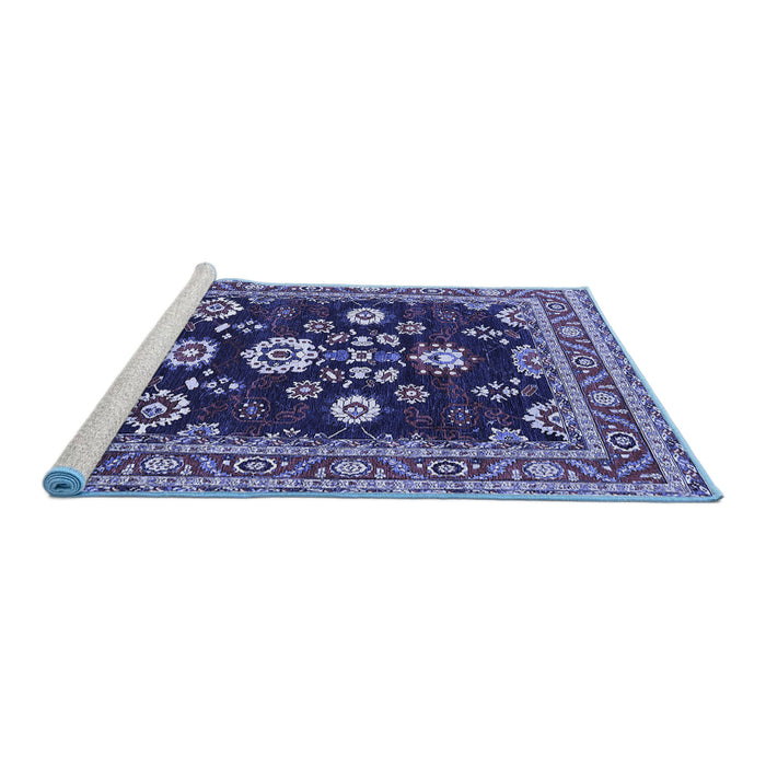 Sideview of Machine Washable Oriental Blue Industrial Rug, wshurb1489blu