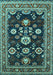 Machine Washable Oriental Turquoise Industrial Area Rugs, wshurb1489turq