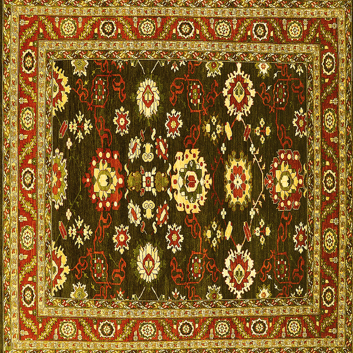 Square Machine Washable Oriental Yellow Industrial Rug, wshurb1489yw