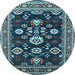 Round Oriental Light Blue Industrial Rug, urb1489lblu