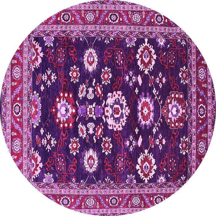 Round Machine Washable Oriental Pink Industrial Rug, wshurb1489pnk