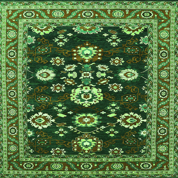 Square Oriental Green Industrial Rug, urb1489grn