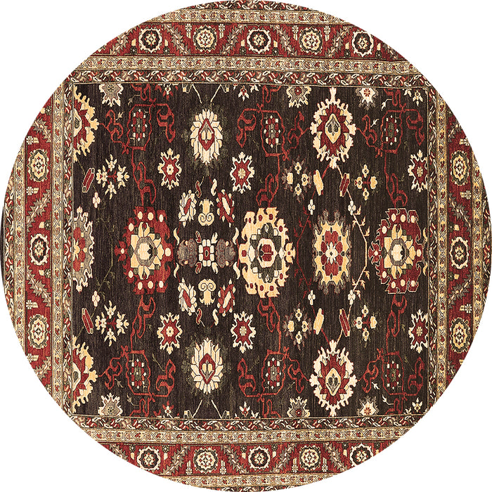Round Oriental Brown Industrial Rug, urb1489brn