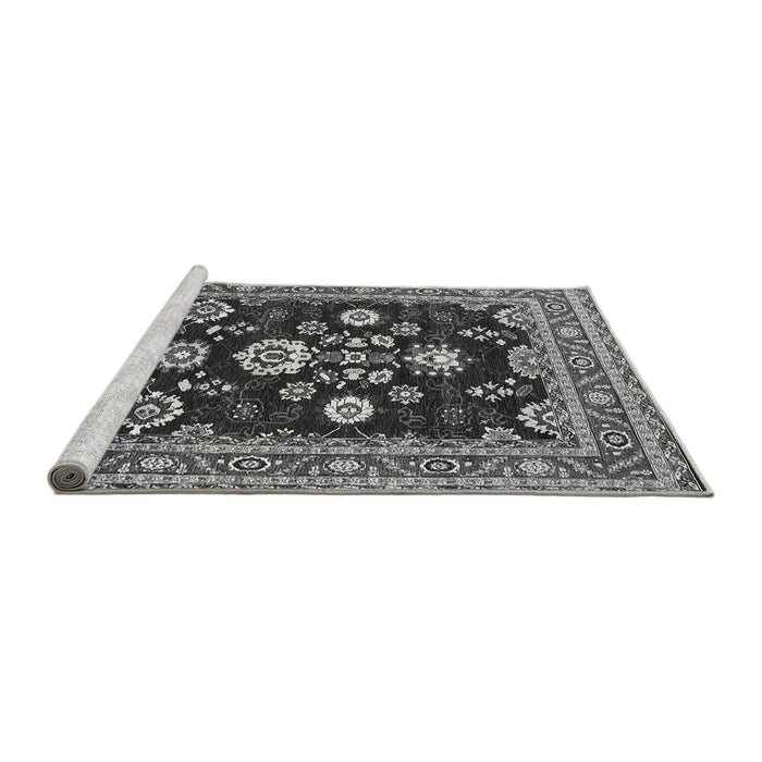 Sideview of Machine Washable Oriental Gray Industrial Rug, wshurb1489gry