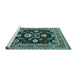 Sideview of Machine Washable Oriental Turquoise Industrial Area Rugs, wshurb1489turq