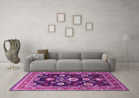 Machine Washable Oriental Pink Industrial Rug, wshurb1489pnk