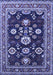 Machine Washable Oriental Blue Industrial Rug, wshurb1489blu