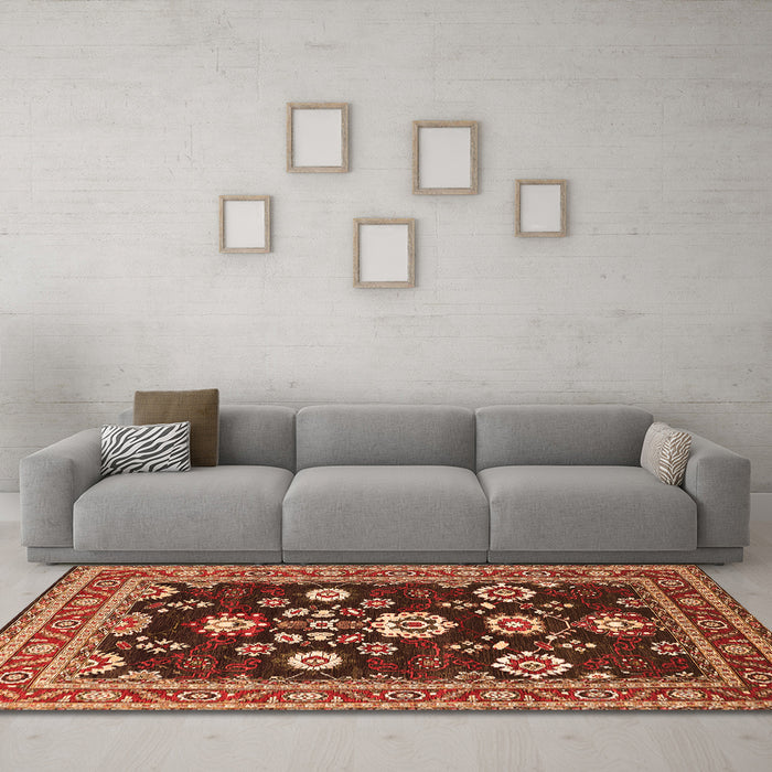 Machine Washable Oriental Orange Industrial Area Rugs in a Living Room, wshurb1489org