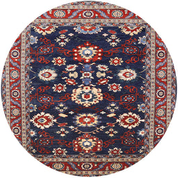 Round Mid-Century Modern Gunmetal Gray Oriental Rug, urb1489