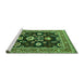 Sideview of Machine Washable Oriental Green Industrial Area Rugs, wshurb1489grn