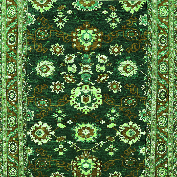 Machine Washable Oriental Green Industrial Area Rugs, wshurb1489grn