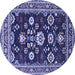 Round Oriental Blue Industrial Rug, urb1489blu