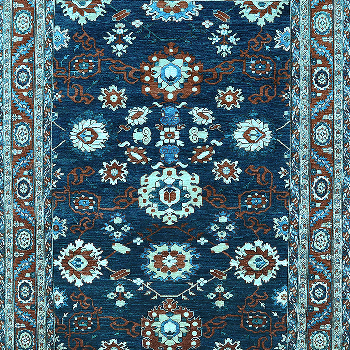 Machine Washable Oriental Light Blue Industrial Rug, wshurb1489lblu