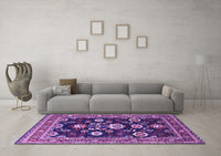 Machine Washable Oriental Purple Industrial Rug, wshurb1489pur