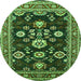 Round Oriental Green Industrial Rug, urb1489grn