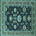 Square Oriental Turquoise Industrial Rug, urb1489turq