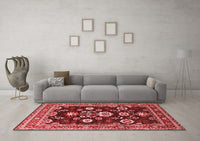 Machine Washable Oriental Red Industrial Rug, wshurb1489red