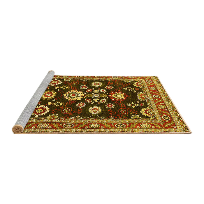 Sideview of Machine Washable Oriental Yellow Industrial Rug, wshurb1489yw