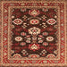 Square Machine Washable Oriental Orange Industrial Area Rugs, wshurb1489org