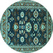 Round Oriental Turquoise Industrial Rug, urb1489turq