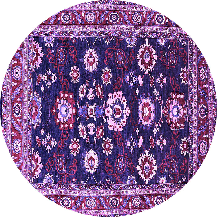 Round Machine Washable Oriental Purple Industrial Area Rugs, wshurb1489pur