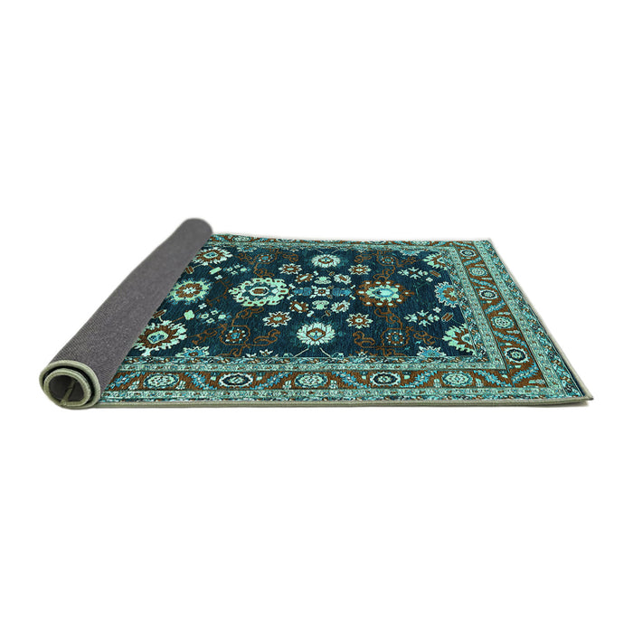 Sideview of Oriental Turquoise Industrial Rug, urb1489turq