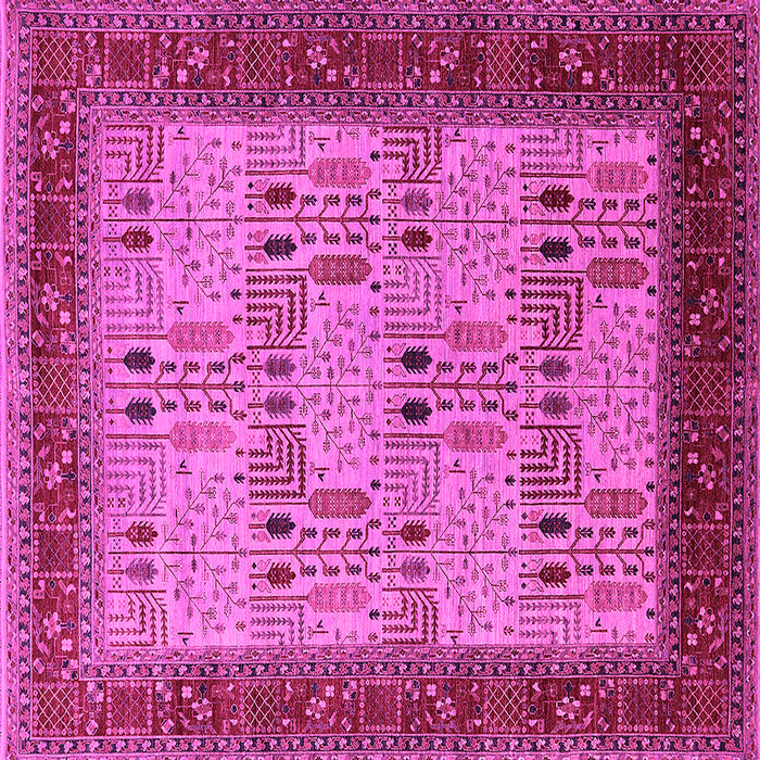 Square Machine Washable Oriental Pink Industrial Rug, wshurb1490pnk