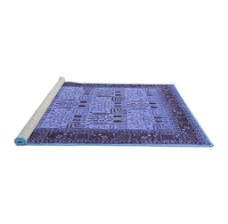Sideview of Machine Washable Oriental Blue Industrial Rug, wshurb1490blu